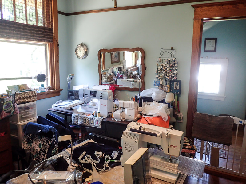 Craft Sewing Room Before. Professional Organizer Wilmington, NC. JAM Organizing.
