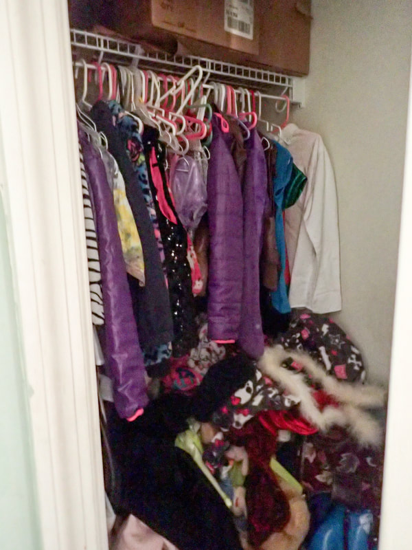 Kid's Bedroom Closet. Children's Bedroom Closet Before. Professional Organizer Wilmington, NC. JAM Organizing.